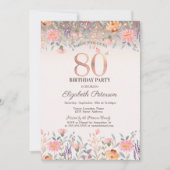 Chique Wilde Bloemen Glitter Slingerlichten 80ste  Kaart (Voorkant)