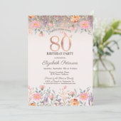 Chique Wilde Bloemen Glitter Slingerlichten 80ste  Kaart (Staand voorkant)