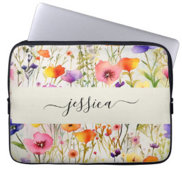 Chique wilde bloemen patroon laptop sleeve