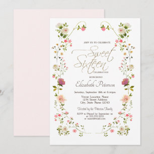 Chique Wilde Bloemen Sweet 16 Kaart