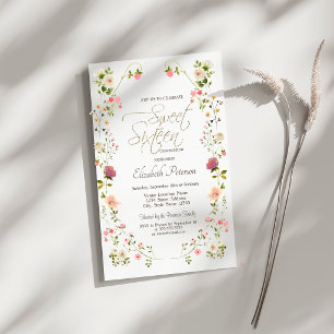 Chique Wilde Bloemen Sweet 16 Kaart