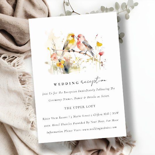 Chique wilde botanische Tortelduifjes bruiloft rec Informatiekaartje