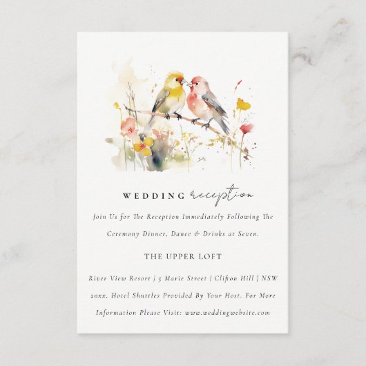 Chique wilde botanische Tortelduifjes bruiloft rec Informatiekaartje (Voorkant)