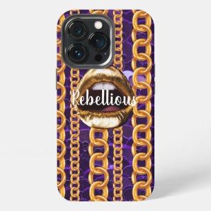 Chique Wilde Patroon Gouden lippen Cadeau Schoonhe iPhone 13 Pro Hoesje