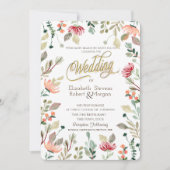 Chique Wildebloemen Bruiloft Kaart (Voorkant)
