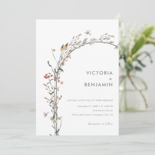 Chique Wildflower Arch Minimale Eenvoudige Moderne Kaart (Staand voorkant)