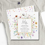 Chique Wildflower Baby shower Kaart<br><div class="desc">Stijlvolle babydoucheuitnodigingen met sierlijke waterverf wilde bloemen en uw gegevens in chique belettering. Perfect voor lente-,  zomer- of herfst-evenementen. **TIP: Square size vereist extra portokosten - mail in een A7-envelop (5, 25 inch x 7, 25 inch),  zonder extra portokosten. OVEREENKOMENDE objecten in ons collectie.</div>