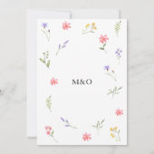 Chique Wildflower Floral Foliage Waterverf Bruilof Kaart (Achterkant)