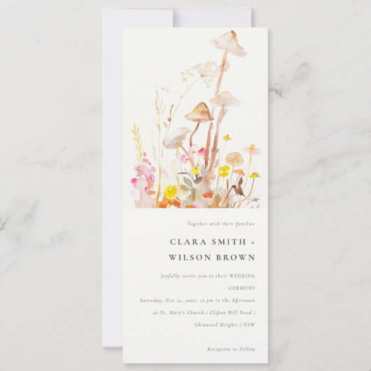 Chique Wildflower Mushroom Herfst Botanische bruil Kaart (Voorkant)