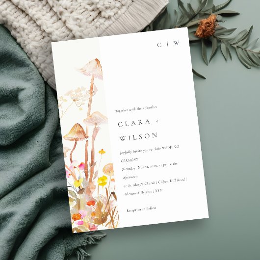 Chique Wildflower Mushroom Herfst Botanische bruil Kaart