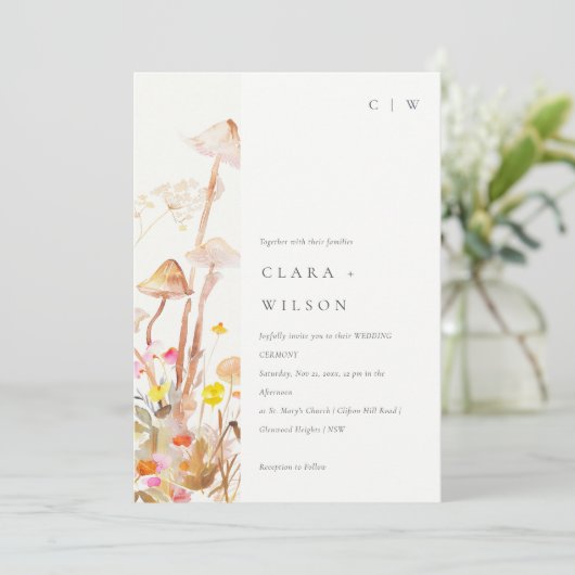 Chique Wildflower Mushroom Herfst Botanische bruil Kaart (Staand voorkant)