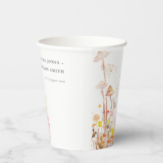 Chique Wildflower Mushroom Herfst Botanische bruil Papieren Bekers (Rechts)