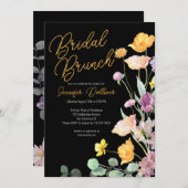 Chique Wildflower Script Bridal Brunch Uitnodiging (Voorkant / Achterkant)