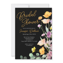 Chique Wildflower Script Bruids Douche Uitnodiging