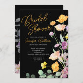 Chique Wildflower Script Bruids Douche Uitnodiging (Voorkant / Achterkant)