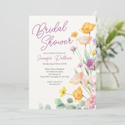 Chique Wildflower Script-Vrijgezellenfeest Kaart (Staand voorkant)