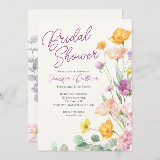 Chique Wildflower Script-Vrijgezellenfeest Kaart (Voorkant / Achterkant)