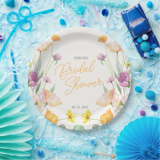 Chique Wildflower Script-Vrijgezellenfeest Papieren Bordje (Feest)