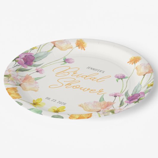 Chique Wildflower Script-Vrijgezellenfeest Papieren Bordje (Gekanteld)