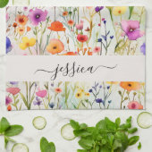 Chique wildflower scriptnaam theedoek (Gevouwen)