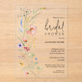 Chique Wildflower Vrijgezellenfeest Acryl Uitnodigingen (Voorkant)