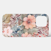 Chique  Wildflower Waterverf Monogram Naam Case-Mate iPhone Case (Achterkant (horizontaal))
