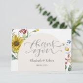 Chique Wildflower Zonnebloem Vlinders Bedankkaart (Staand voorkant)