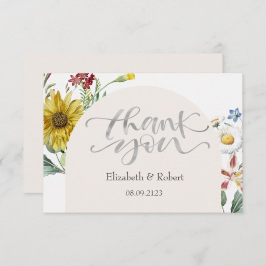 Chique Wildflower Zonnebloem Vlinders Bedankkaart (Voorkant / Achterkant)