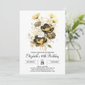 Chique Wildflowers Goud en zwart 30e verjaardag Kaart (Staand voorkant)