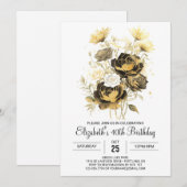 Chique Wildflowers Goud en zwart 30e verjaardag Kaart (Voorkant / Achterkant)