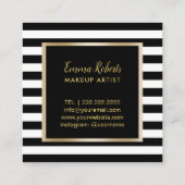 Chique wimpers & lippen Moderne zwarte strepen sal Vierkante Visitekaartje (Achterkant)