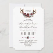 Chique Winter Burgundy Bloem Takken Goud Bruiloft Kaart (Voorkant)