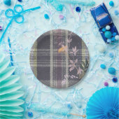 Chique Winter Check Floral Plaid Boerderij Papieren Bordje (Feest)