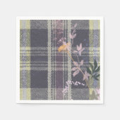 Chique Winter Check Floral Plaid Boerderij Servet (Voorkant)