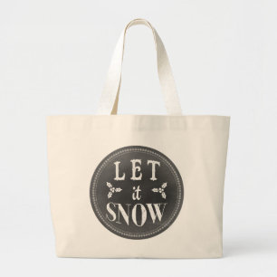 Chique Winter Krijtbord Laat het Sneeuwen Grote Tote Bag