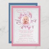 Chique winter religieuze foto uitnodiging roze (Voorkant / Achterkant)