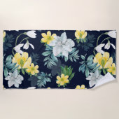 Chique winter sneeuwdrop anemoon bloemenpatroon strandlaken (Voorkant)