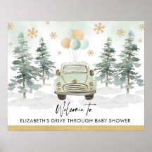 Chique winter vakantie drive-thru baby shower para