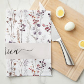 Chique winterbloemen scriptnaam theedoek (Quarter Fold)