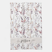 Chique winterbloemen scriptnaam theedoek (Verticaal)