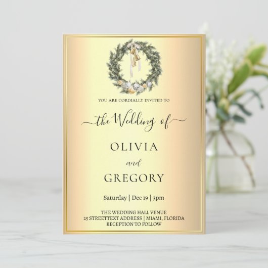 Chique winterbruiloft kaart (Staand voorkant)