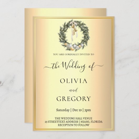 Chique winterbruiloft kaart (Voorkant / Achterkant)