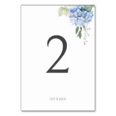 Chique wit & blauw Hydrangea bruiloft tafel nummer Kaart (Achterkant)