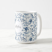 Chique Wit Blauwe Bloem   Koffiemok (Voorkant rechts)