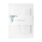 Chique wit & Bloemenblauw Hydrangea bruiloft Uitnodigingen Wikkel (Voorkant Voorbeeld)