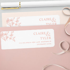 Chique Wit, Blush en Peach Bruiloft Retouradres Etiket
