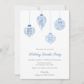 Chique wit en blauw vakantie Ornamenten Drinken fe Kaart (Voorkant)