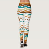 Chique wit en bruin blauw strepen Leggings (Achterkant)