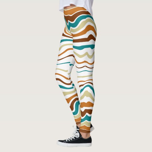 Chique wit en bruin blauw strepen Leggings (Links)