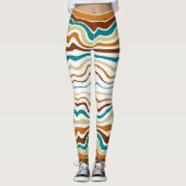 Chique wit en bruin blauw strepen Leggings (Voorkant)
